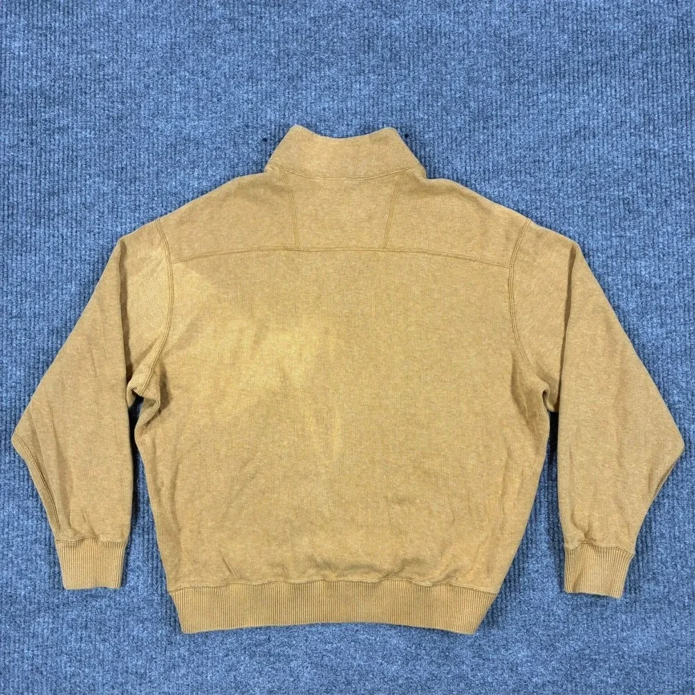 Cremieux Quarter Zip Sweater Mens Size XL Tan Elbow Patch Mock Neck Pullover